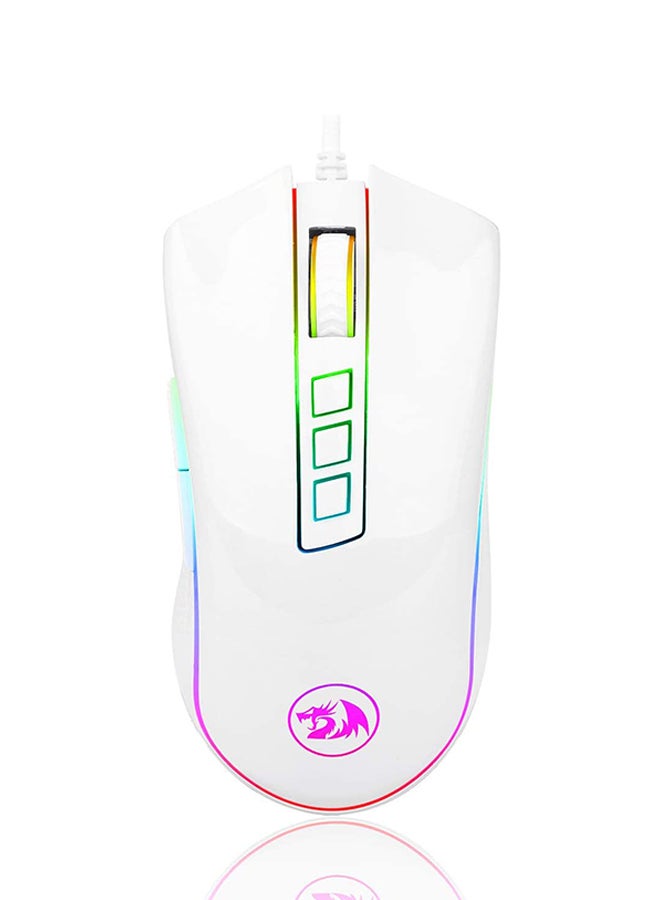 M711 Cobra Gaming Mouse with 16.8 Million RGB Color Backlit, 12,400 DPI Adjustable, Comfortable Grip, 8 Programmable Buttons, White
