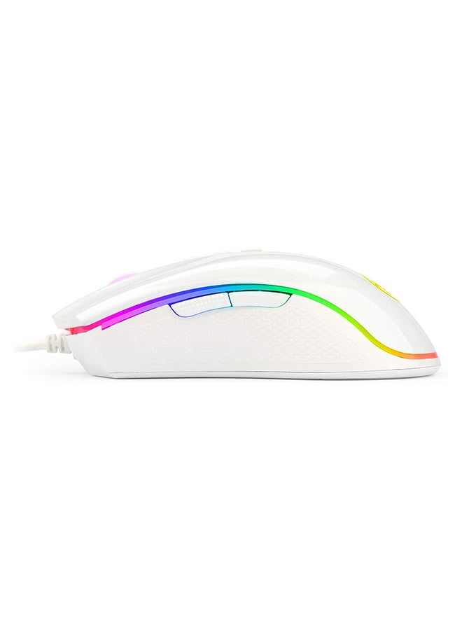 M711 Cobra Gaming Mouse with 16.8 Million RGB Color Backlit, 12,400 DPI Adjustable, Comfortable Grip, 8 Programmable Buttons, White