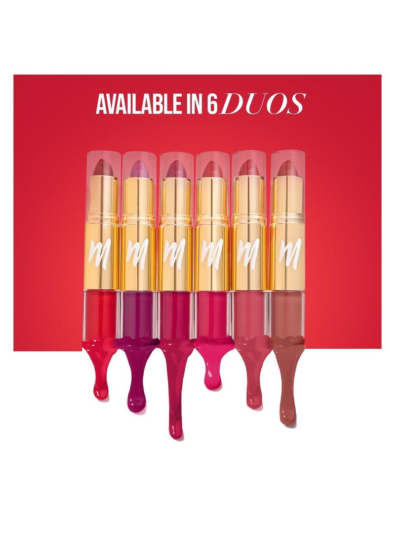 Super Duo Lipstick Flirty Brown Shade Long Lasting Highly Pigmented 2 in 1 Liquid and Bullet Matte Lipstick  4.2g  2.5ml