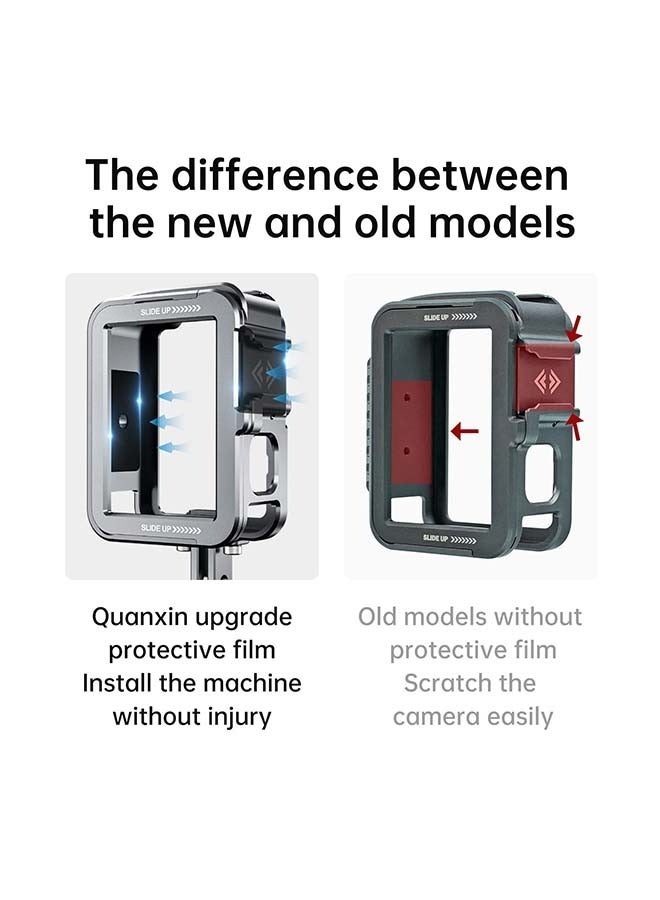 TELESIN Vertical Aluminum Cage Protective Case Frame Housing for GoPro Hero 12 11 10 9 Black, Fits Go Pro with ND CPL Lens Filter Max Lens on Camera, with Cold Shoe Connect to Video Light Microphone