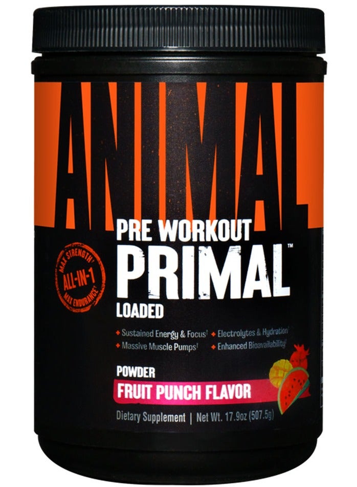 Animal Pre Workout Primal Loaded Max Strength Fruit Punch Flavour 507.5g