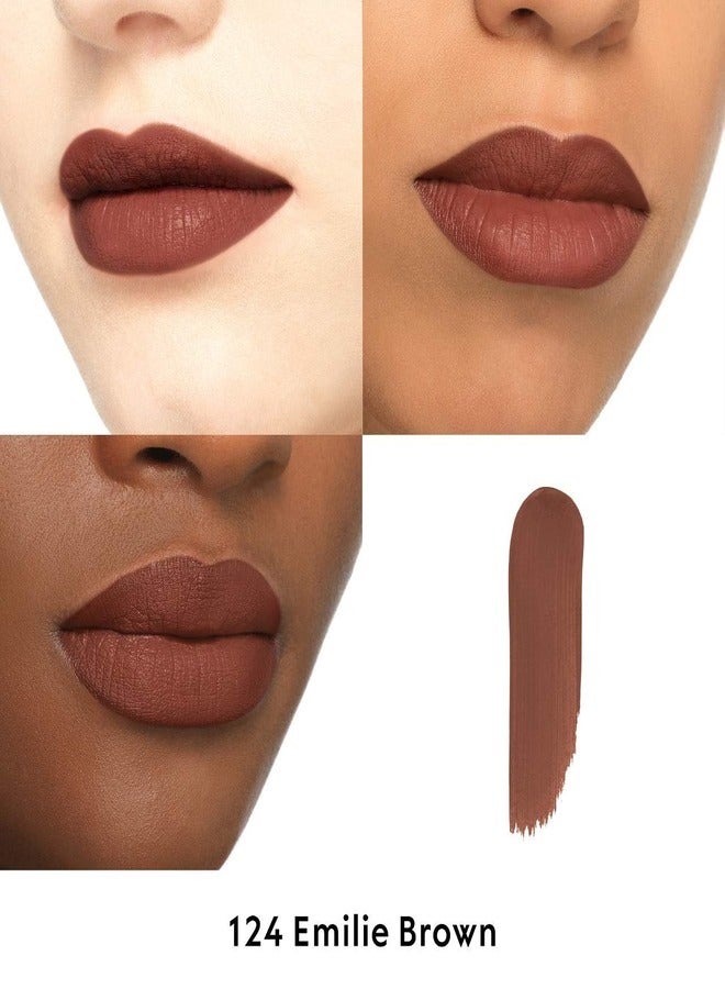 GUCCI Liquid Soft Matte Lipstick 124 Emilie Brown 0.12 oz /6.5ml