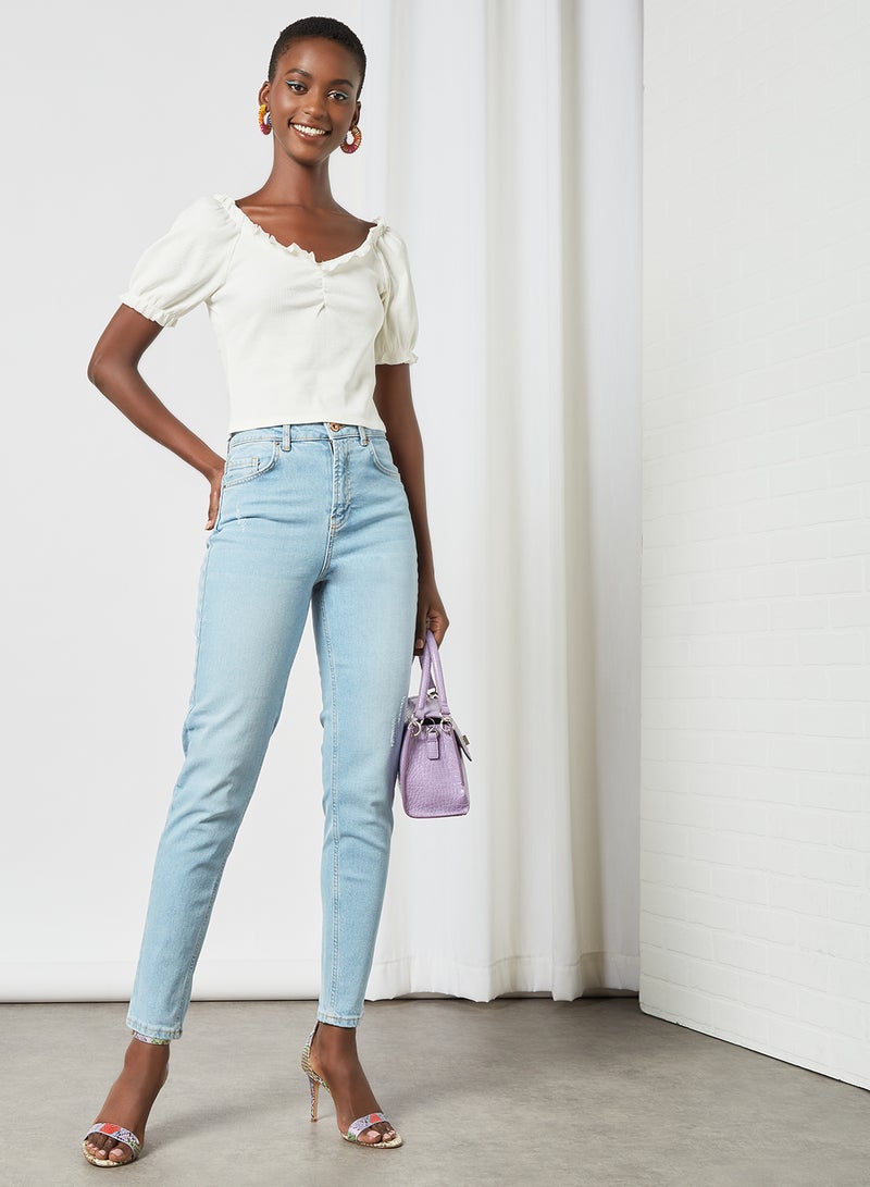 Organic Cotton Mom Jeans Light Blue