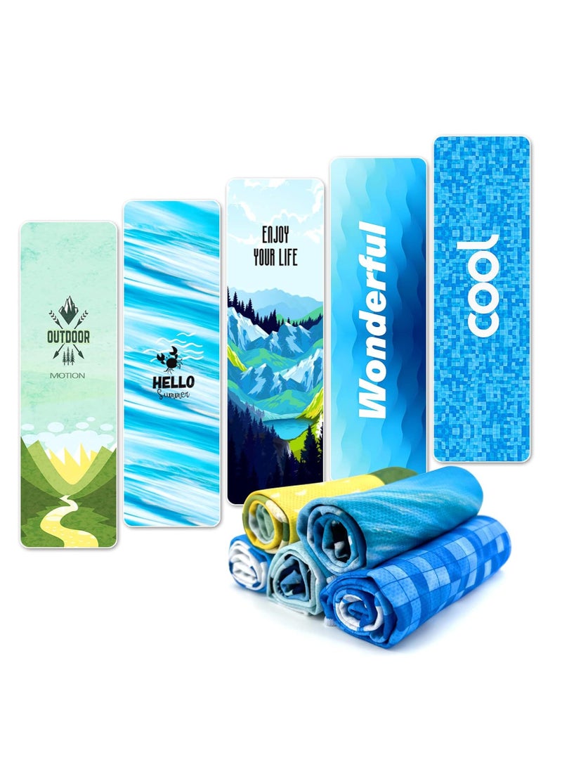 Cooling Towel, 5packs Gym Towels For Neck, Soft Breathable Ice Towel, Fast Drying Microfiber Cool Towel, Lightweight Sport Fitness Sweat Towel, Travel Yoga Sport Running Workout Camping Fitness