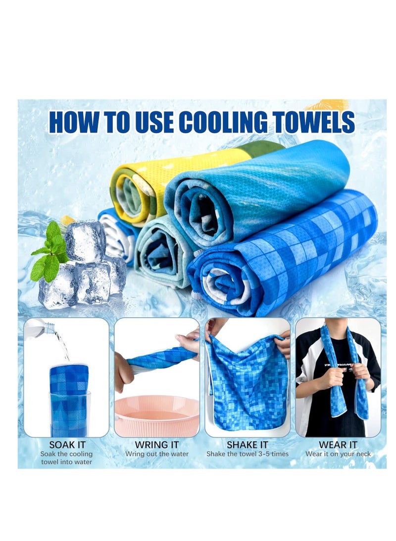 Cooling Towel, 5packs Gym Towels For Neck, Soft Breathable Ice Towel, Fast Drying Microfiber Cool Towel, Lightweight Sport Fitness Sweat Towel, Travel Yoga Sport Running Workout Camping Fitness