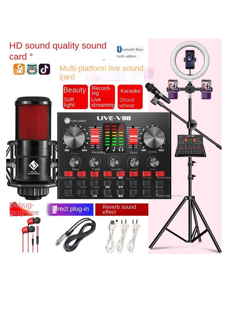 BM800 Professional Mic Condenser Microphone V88 Sound Card Set for Webcast Live Stream