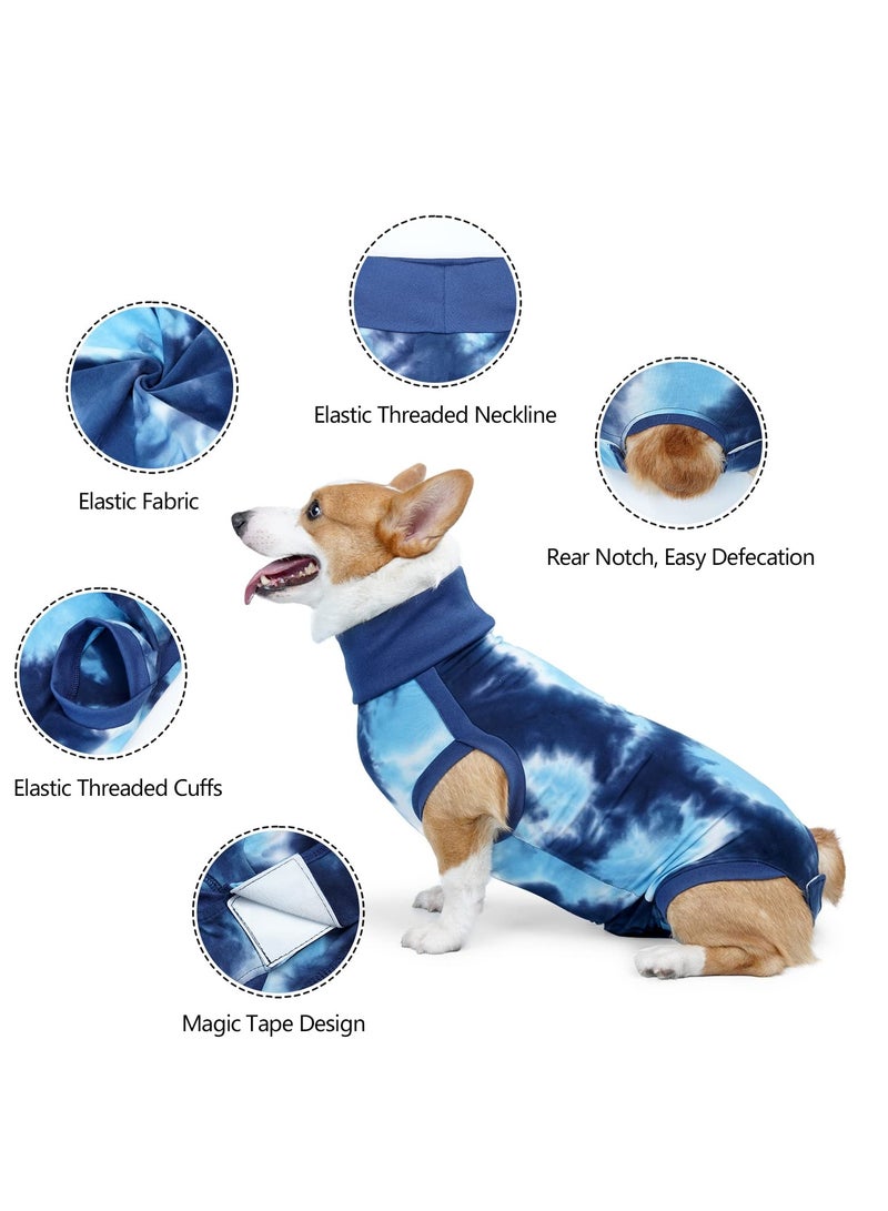 Dog Recovery Suit Soft and Breathable Onesie with Tie Dye Design ECollar Alternative for Abdominal Wounds and Anti-Licking M