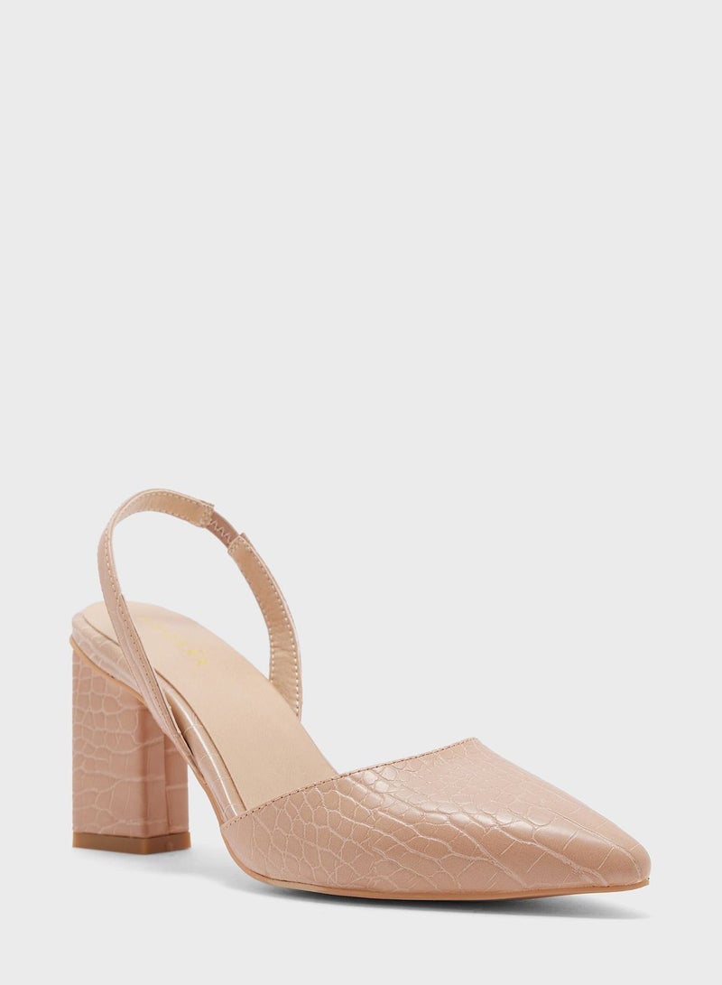 Croc Effect Slingback Pump