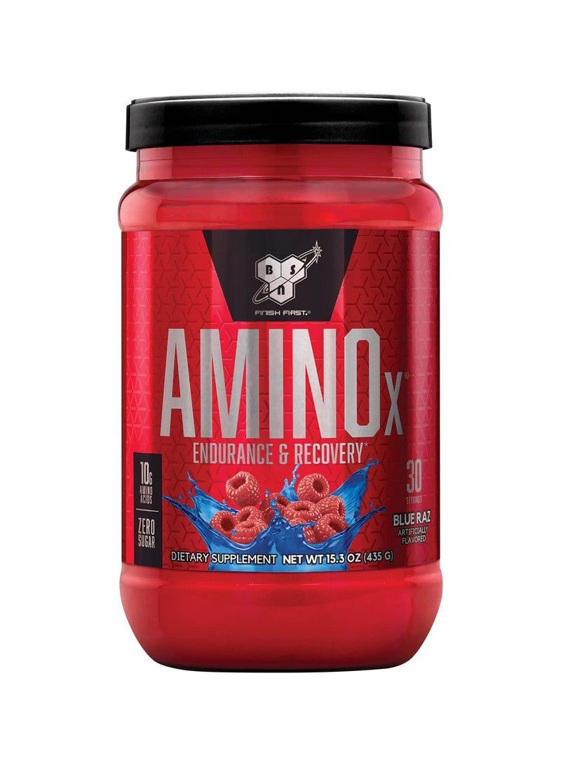 Amino X Muscle Recovery & Endurance Powder with BCAAs, 10 Grams of Amino Acids, Keto Friendly, Caffeine Free, Flavor: Blue Raspberry, 30 Servings
