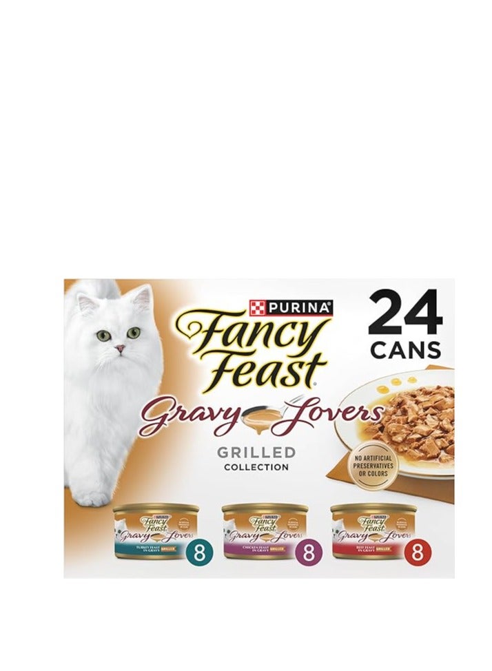 Purina Fancy Feast Gravy Wet Cat Food, Gravy Lovers Poultry & Beef Feast Collection - (24) 3oz Cans