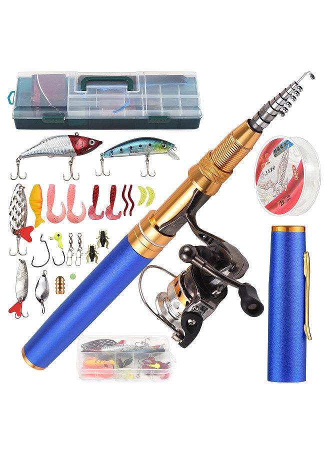 Fishing Rod and Reel Combos Telescopic Fishing Pole with Spinning Reel Combo Kit Fishing Line Lures Hooks Swivels Set Fishing Accessories with Tackle Box