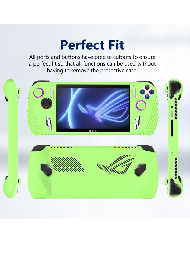 Protective Case for ASUS Rog Ally, Anti-Slip Shockproof Cover Silicone Case, Protector Case for Asus ROG Ally Handheld Game Accessories(Glow Green)