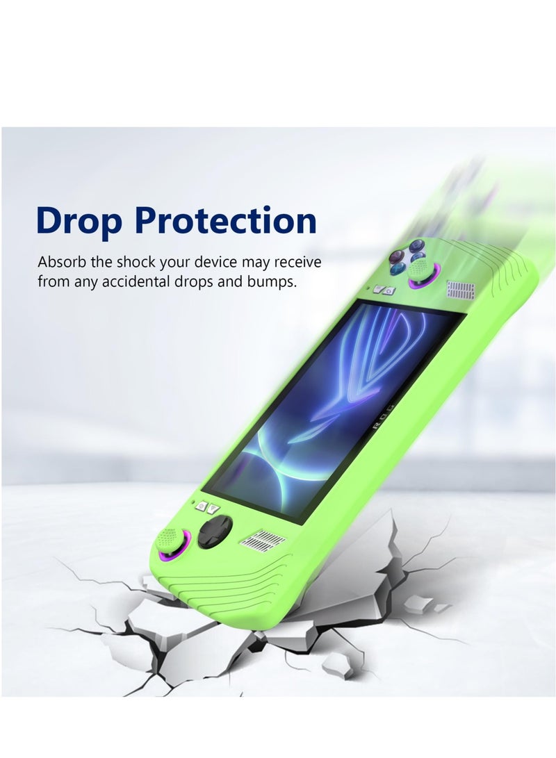 Protective Case for ASUS Rog Ally, Anti-Slip Shockproof Cover Silicone Case, Protector Case for Asus ROG Ally Handheld Game Accessories(Glow Green)