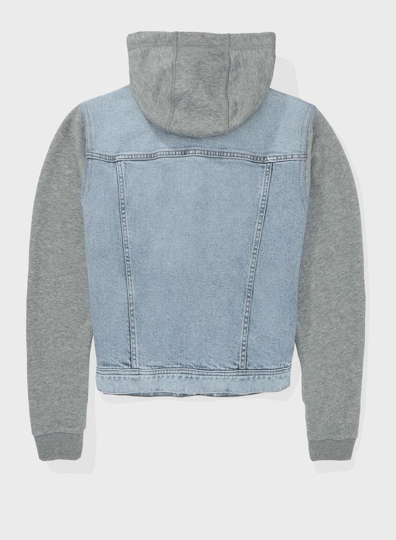 Hood Detail Classic Denim Jacket