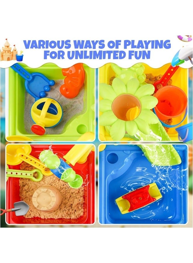 Kids Water Sand Table 4 IN 1-Sport Outdoor Toys for Toddlers Kids-Water Game Tables in Vacations-Summer Beach Toys Outdoor Play for Summer Fun