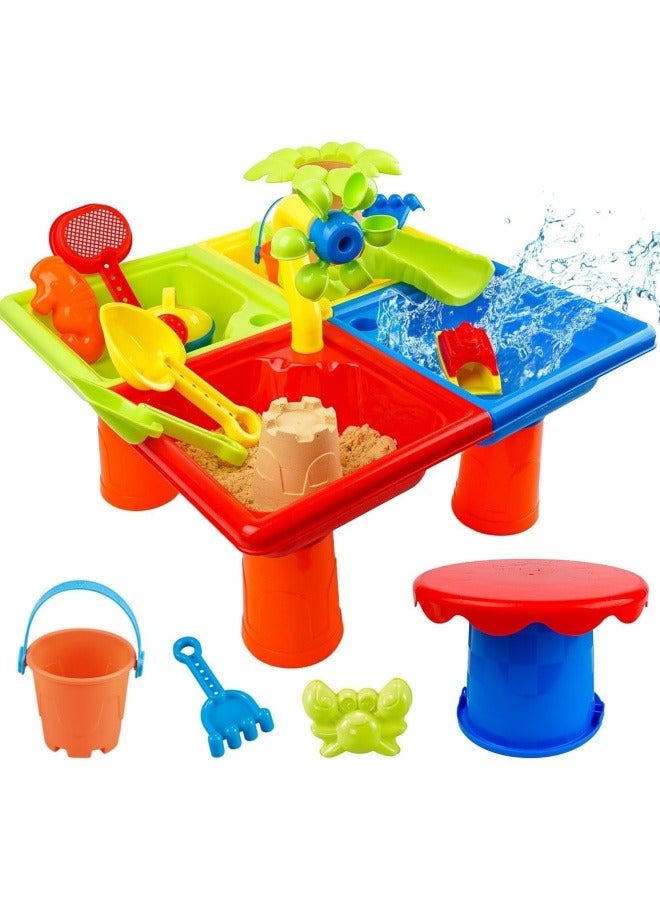 Kids Water Sand Table 4 IN 1-Sport Outdoor Toys for Toddlers Kids-Water Game Tables in Vacations-Summer Beach Toys Outdoor Play for Summer Fun