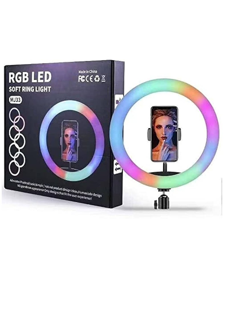 MJ33 LED Ring Light RGB Colorful Photography LED Light for TikTok Vlogging