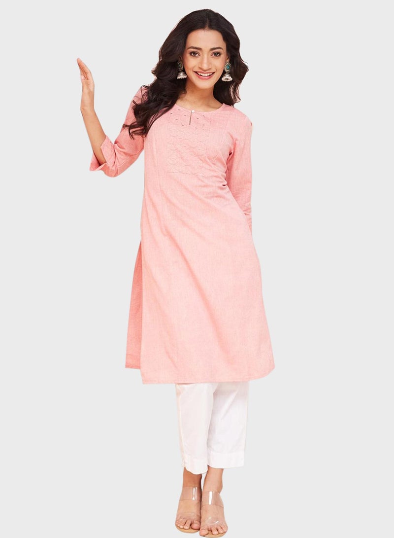 Embroidered Slim Fit Kurta