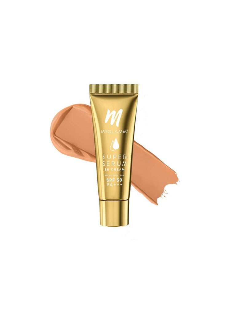 MyGlamm Super Serum BB Cream Almond 30gm BB Cream with SPF 50 and Hyaluronic Acid 24 Hr Long Lasting and Hydrating