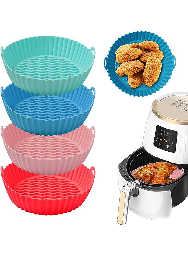 Fryer Silicone Pot 4 Pack,7.9 inch Reusable Non-Stick Air Fryer Silicone Liners,Environmental friendly Air Fryer Silicon for 3 to 5 Qt Air Fryers Oven Accessories,Heat Resistant Dishwasher Safe