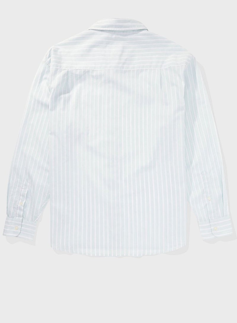 Stripe Deatil Button Down Regular Fit Shirt