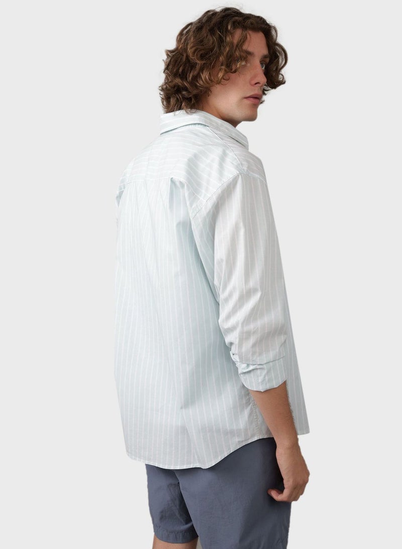 Stripe Deatil Button Down Regular Fit Shirt