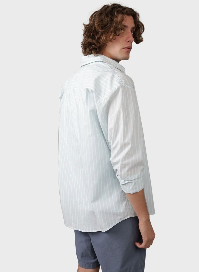 Stripe Deatil Button Down Regular Fit Shirt