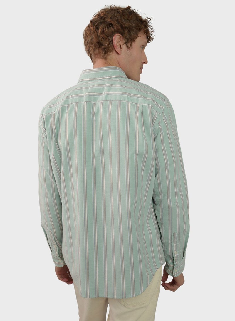 Stripe Deatil Button Down Regular Fit Shirt