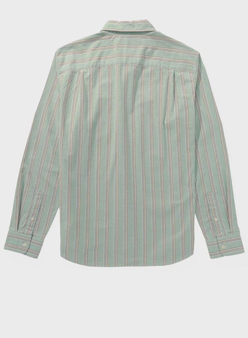 Stripe Deatil Button Down Regular Fit Shirt