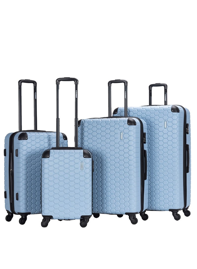 4 Pack Of Hardside Spinner Number Locked Luggage Trolley