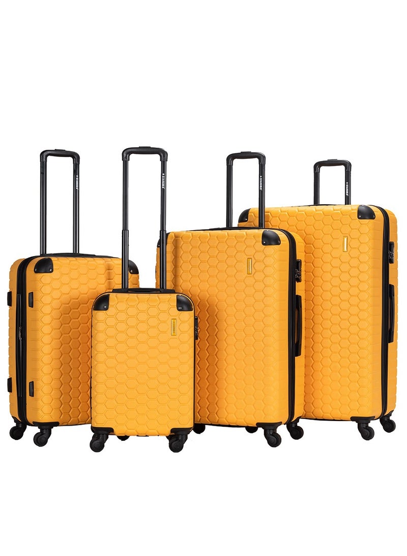 4 Pack Of Hardside Spinner Number Locked Luggage Trolley