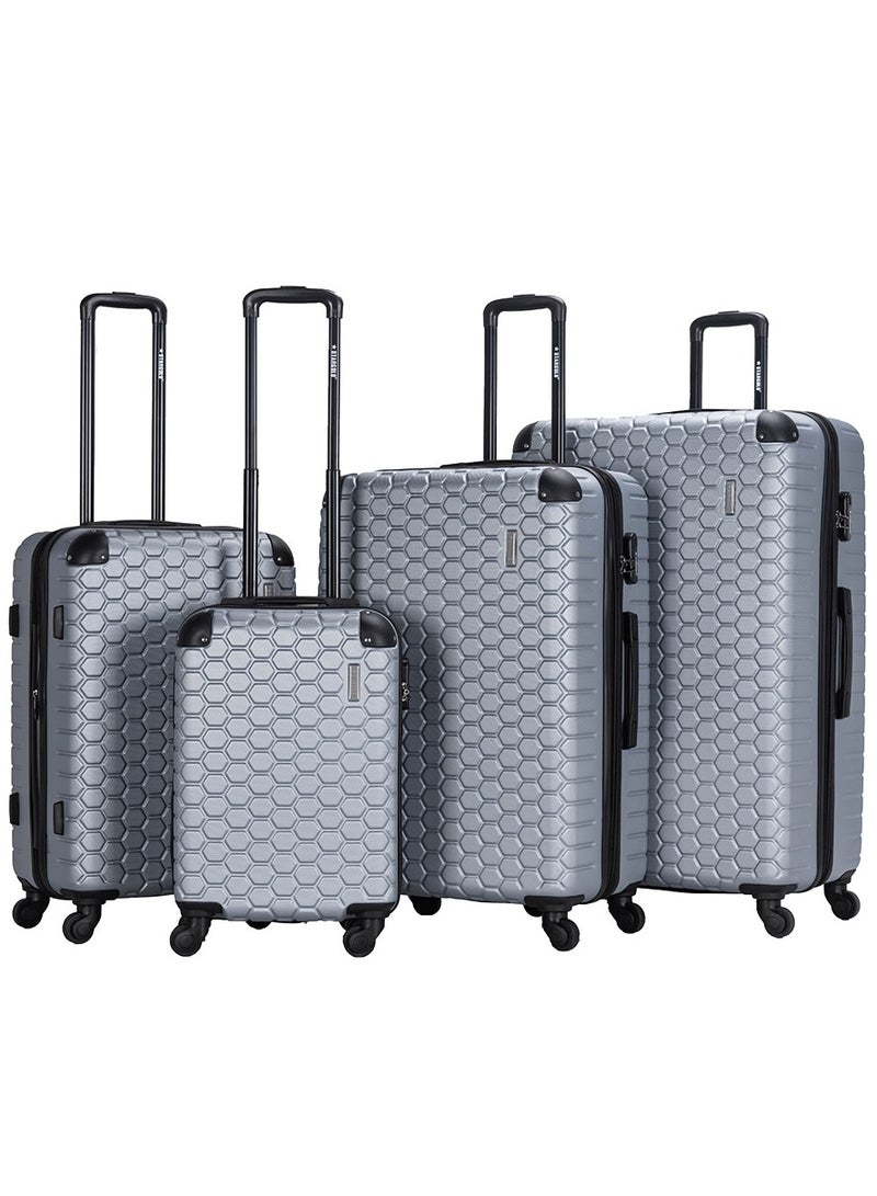 4 Pack Of Hardside Spinner Number Locked Luggage Trolley