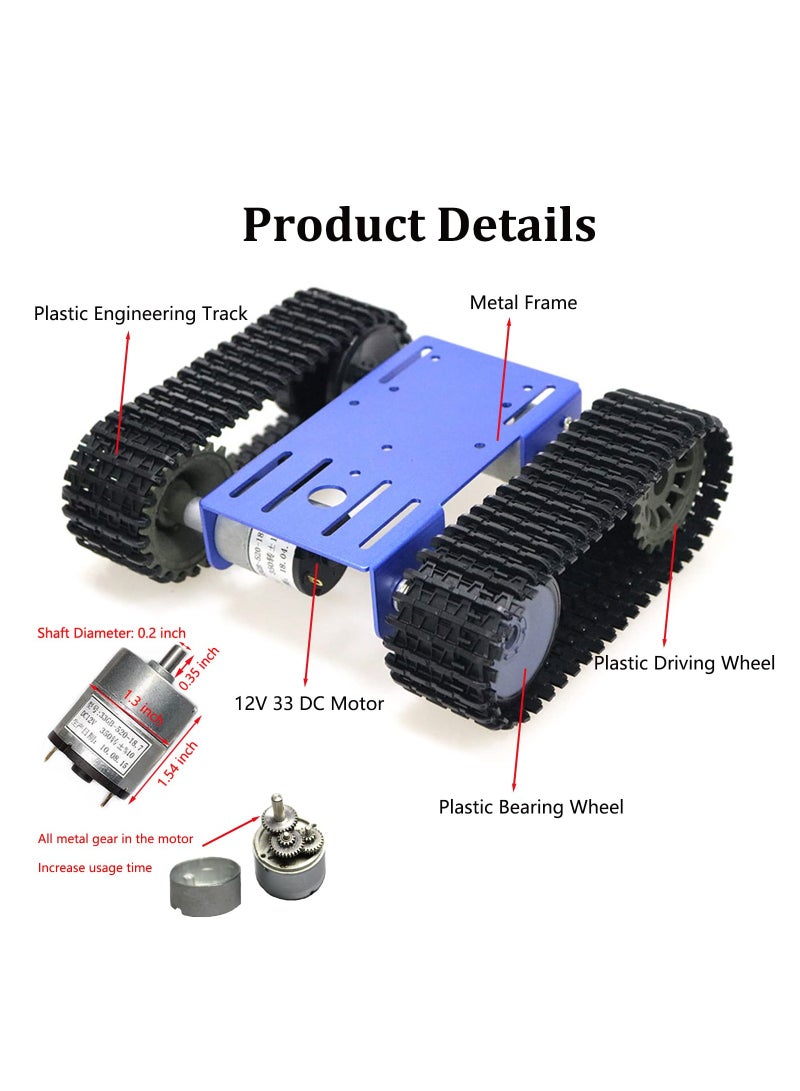 Geek DIY Tracked Robot Chassis Smart Tank Car Kit with 2Pcs Motor, Remote Control Caterpillar Moving Robotic Tank Platform with Plastic Tracks for Arduino/Raspberry Pie/Microbit/Python/Steam