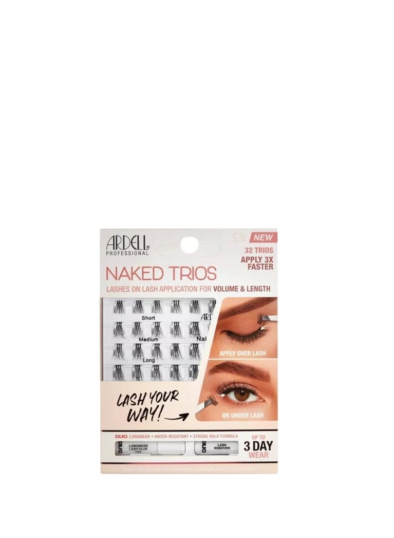 ARDELL NAKED TRIOS LASHES ON LASH APPLICATION 32UN.