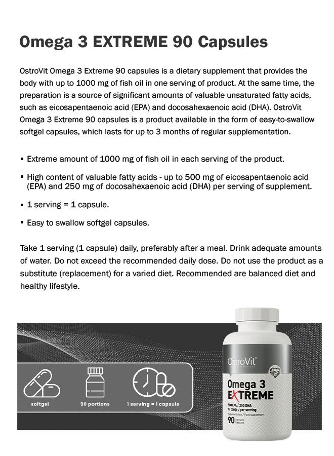 Omega 3 Extreme 500 EPA, 250 DHA per serving 90 Capsule