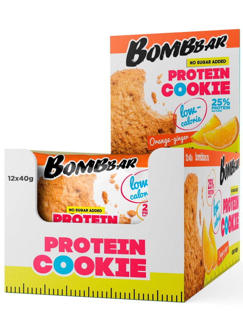 Low Calorie Protein Cookie Orange Ginger Flavor High Fiber and No Sugar Added 12x40g