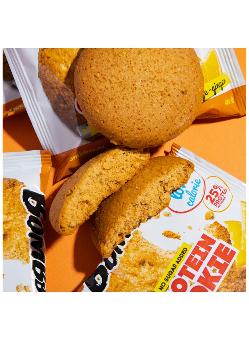 Low Calorie Protein Cookie Orange Ginger Flavor High Fiber and No Sugar Added 12x40g