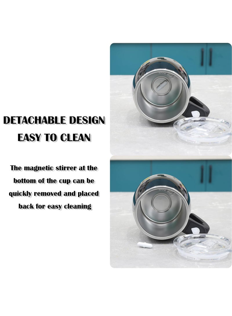 Rechargeable Self Stirring Mug - Magnetic Electric Auto Mixing Stainless Steel Cup for Office/Kitchen/Travel/Home Coffee/Tea/Hot Chocolate/Milk-390 ml/13.2 oz(White)