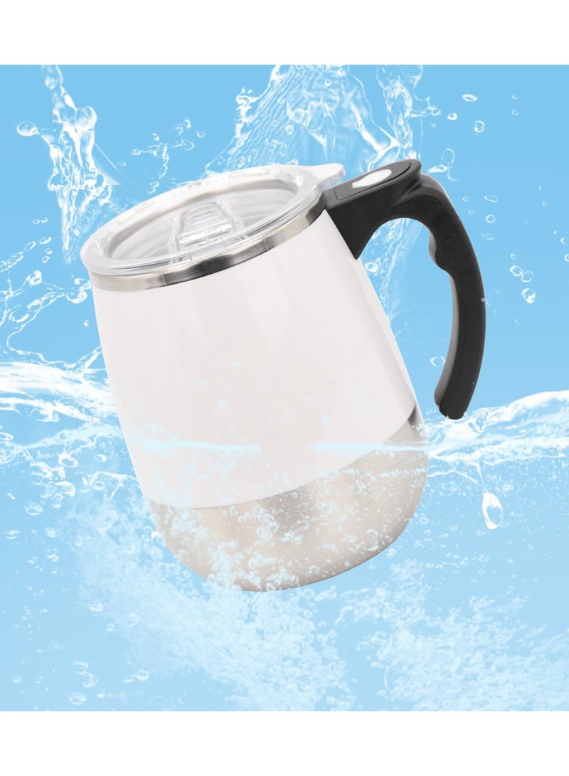 Rechargeable Self Stirring Mug - Magnetic Electric Auto Mixing Stainless Steel Cup for Office/Kitchen/Travel/Home Coffee/Tea/Hot Chocolate/Milk-390 ml/13.2 oz(White)
