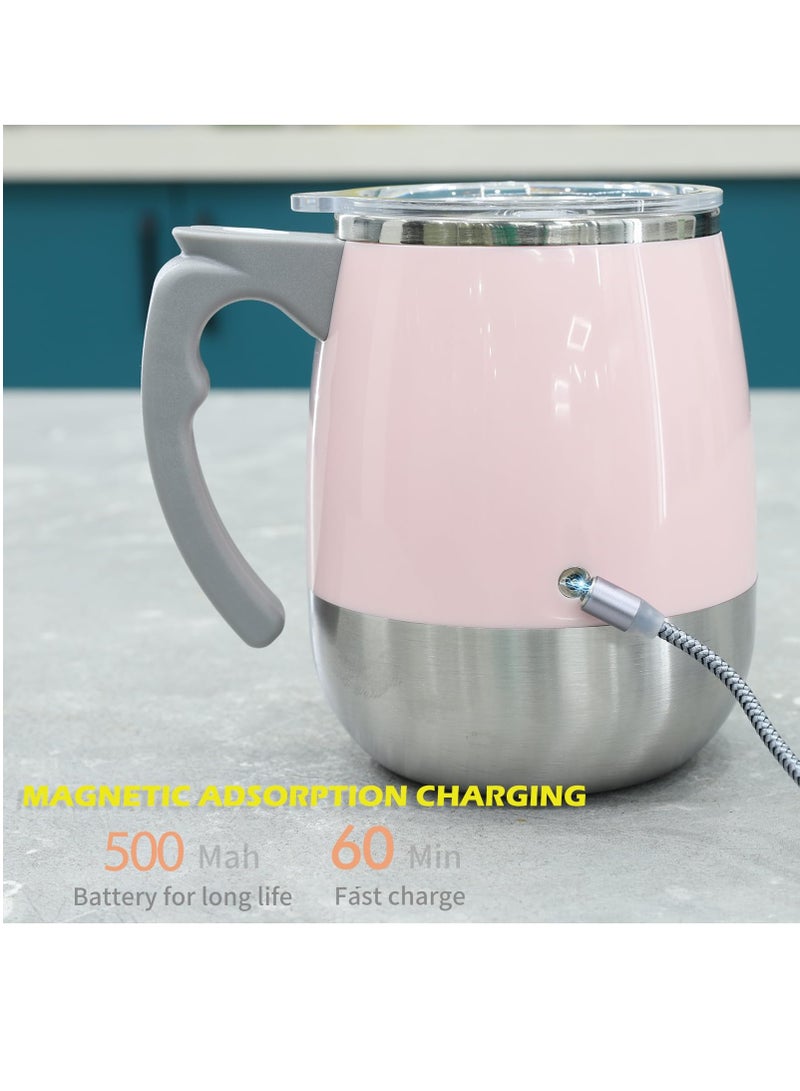 Rechargeable Self Stirring Mug - Magnetic Electric Auto Mixing Stainless Steel Cup for Office/Kitchen/Travel/Home Coffee/Tea/Hot Chocolate/Milk-390 ml/13.2 oz(White)