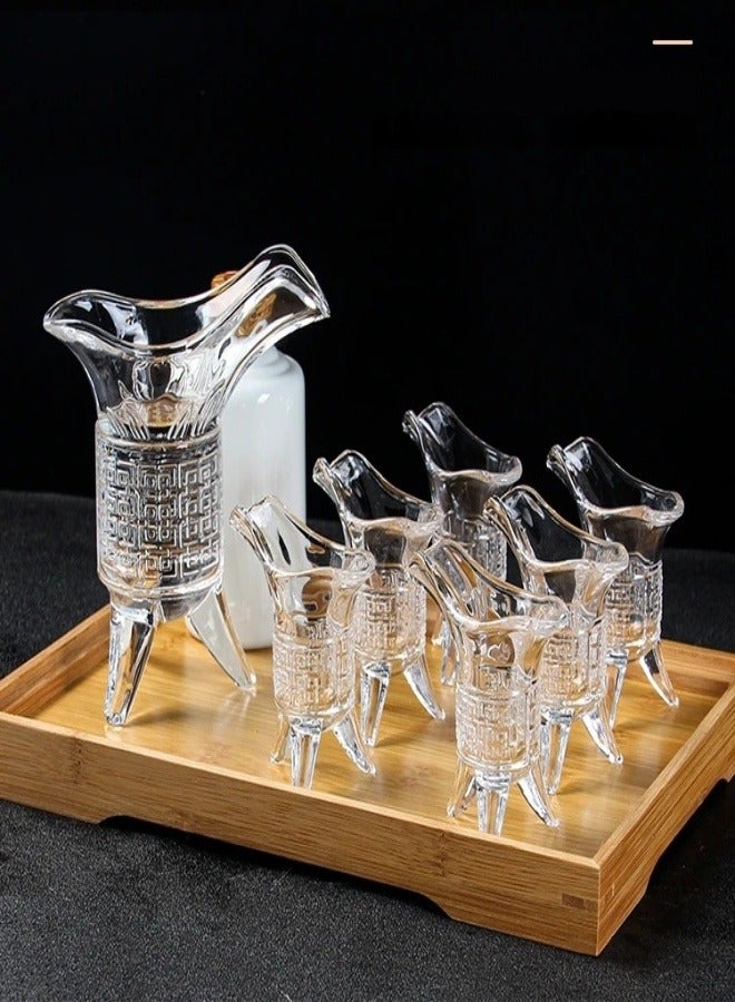 Lead Free Glass Antique Small Wine Glass Set ，Three Legged Wine Glasses for