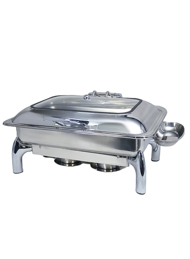 9L Hydraulic Rectangular Chafing Dish with Glass Lid