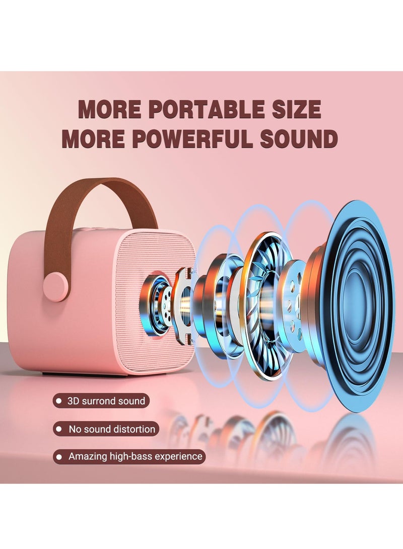 Mini Karaoke Machine for Kids Adults Portable Bluetooth Speaker with 2 Wireless Microphones Rechargeable 18 Pre-Loaded Songs Toys Birthday Gifts for Kids 4 5 6 7 8+ Years Old