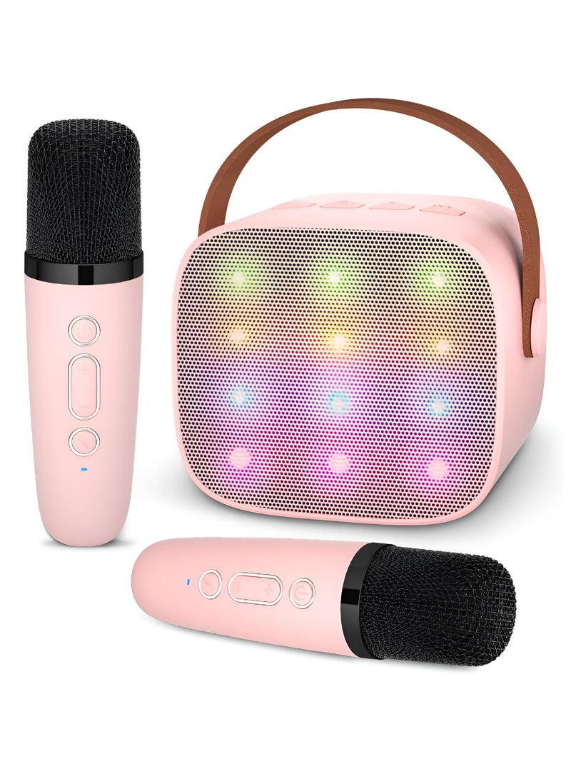 Mini Karaoke Machine for Kids Adults Portable Bluetooth Speaker with 2 Wireless Microphones Rechargeable 18 Pre-Loaded Songs Toys Birthday Gifts for Kids 4 5 6 7 8+ Years Old