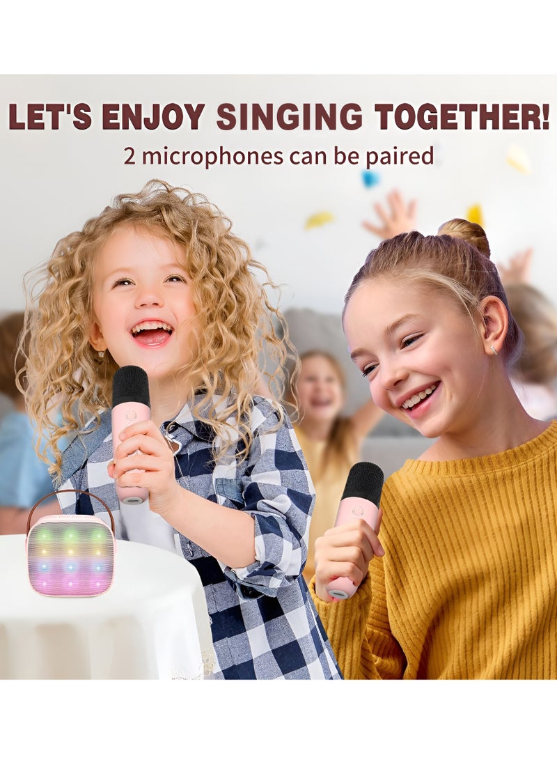 Mini Karaoke Machine for Kids Adults Portable Bluetooth Speaker with 2 Wireless Microphones Rechargeable 18 Pre-Loaded Songs Toys Birthday Gifts for Kids 4 5 6 7 8+ Years Old