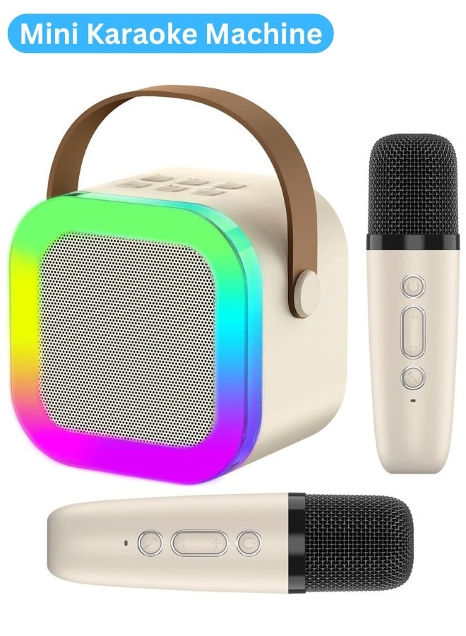 BORTONY Mini Karaoke Machine for Kids Adults Mini Portable BlueTooth Karaoke Speaker with 2 Wireless Microphones Dynamic Lights Toy Gift for Girls (4-12 year) Ideal for Party Home Outdoor Travel