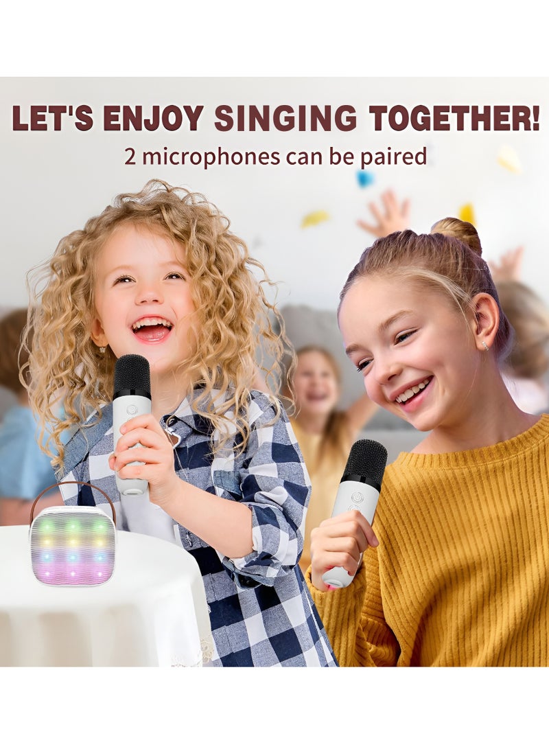 Mini Karaoke Machine for Kids Adults Portable Bluetooth Speaker with 2 Wireless Microphones Rechargeable 18 Pre-Loaded Songs Toys Birthday Gifts for Kids 4 5 6 7 8+ Years Old