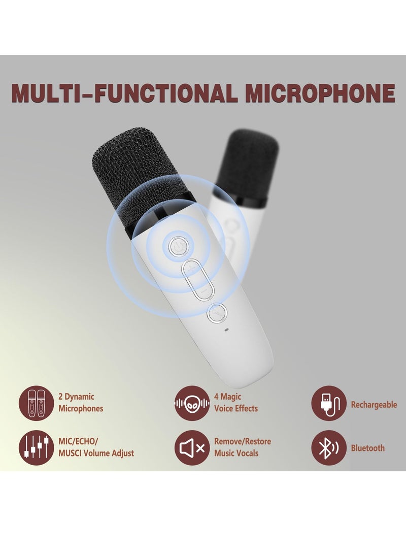 Mini Karaoke Machine for Kids Adults Portable Bluetooth Speaker with 2 Wireless Microphones Rechargeable 18 Pre-Loaded Songs Toys Birthday Gifts for Kids 4 5 6 7 8+ Years Old