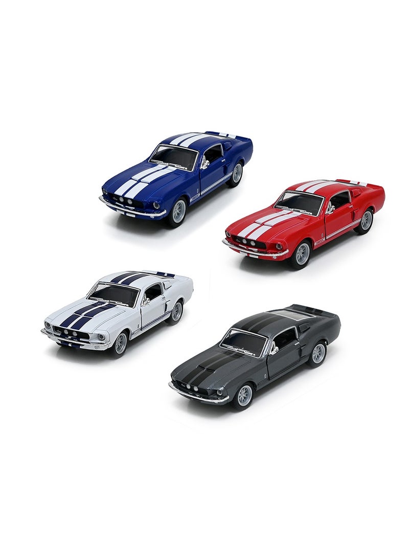 Pack of 4 Pcs 1967 Shelby GT-500 Die Cast Metal Doors Openable Pull Back Action Toy Car