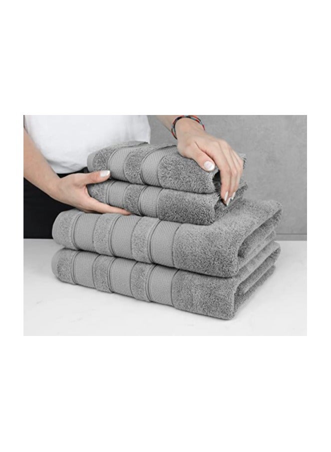 Safi Plus 6 Piece Turkısh Cotton Super Soft Towel Set Light Grey